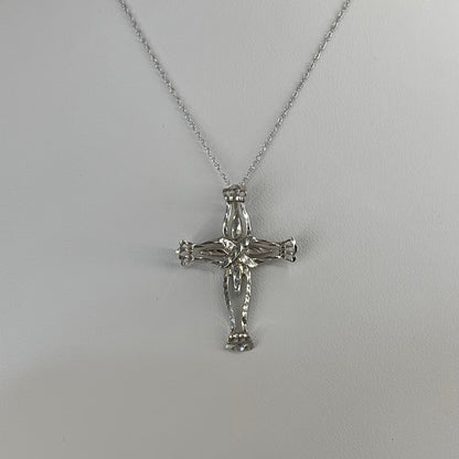 Vintage 14k White Gold Cross Necklace