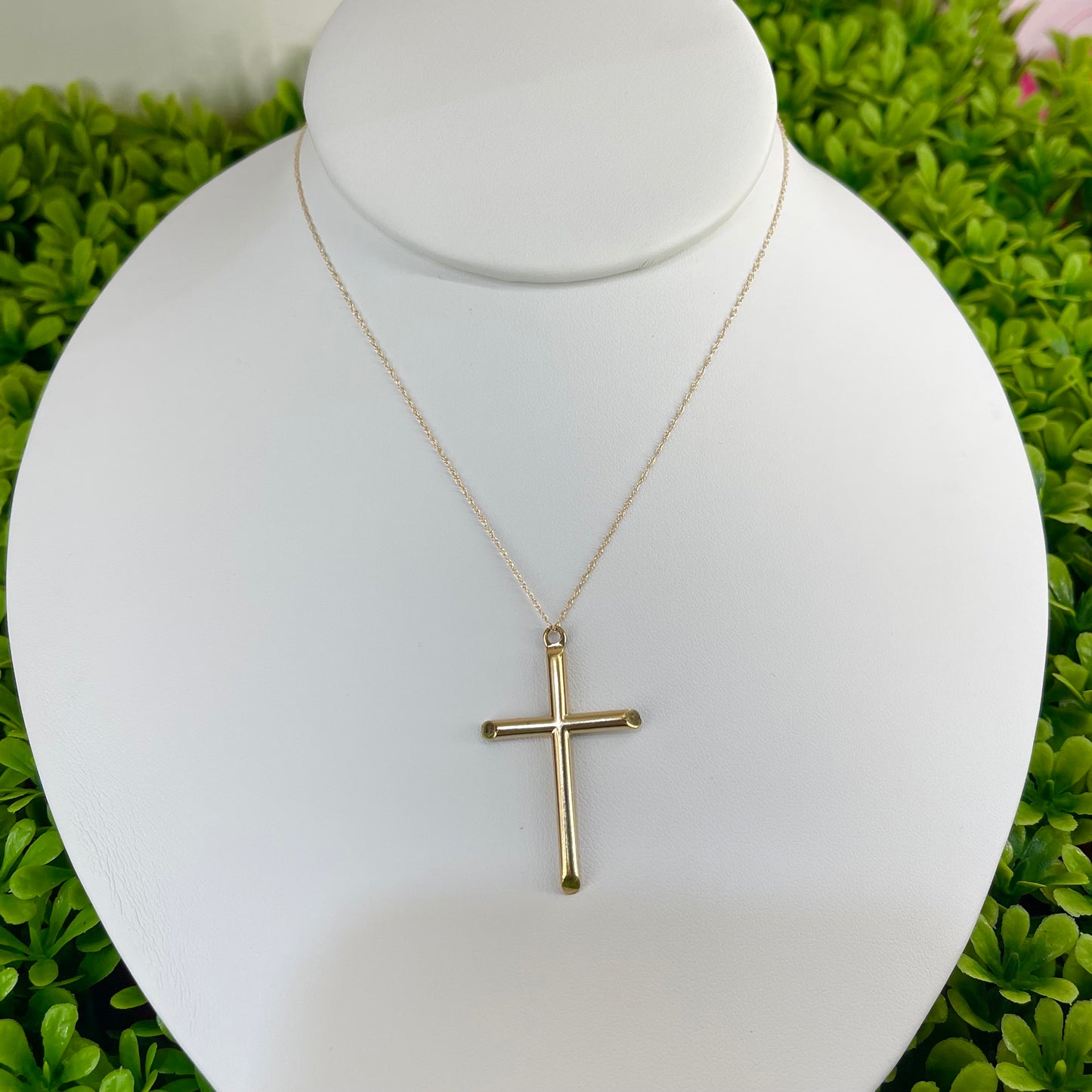 Vintage Gold Filled Large Plain Cross Necklace