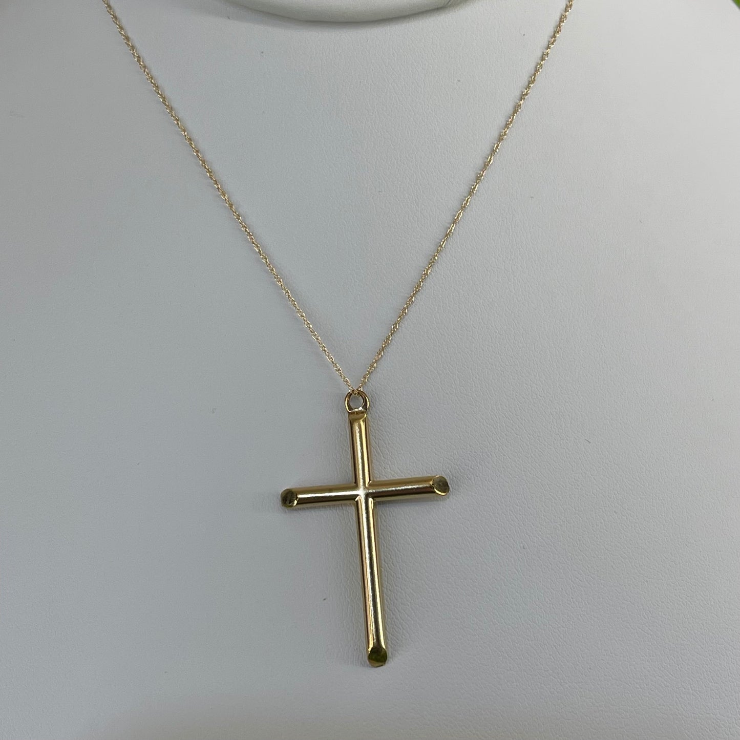 Vintage Gold Filled Large Plain Cross Necklace