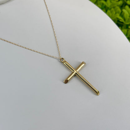 Vintage Gold Filled Large Plain Cross Necklace