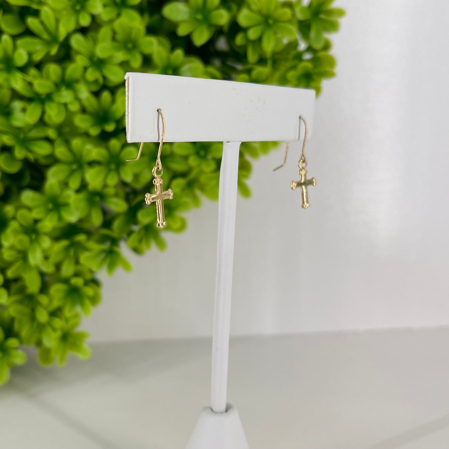 Vintage 14K Yellow Gold Cross Earrings