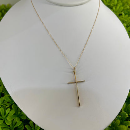 Vintage Gold Filled Large Plain Cross Necklace