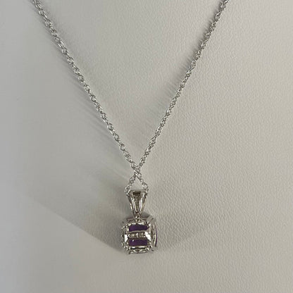 Vintage 14K White Gold Amethyst Pendant