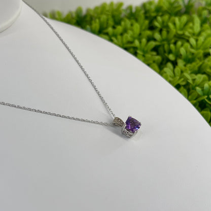 Vintage 14K White Gold Amethyst Pendant