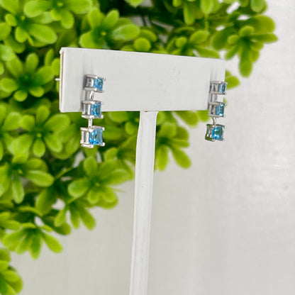 Vintage 14K Blue Topaz Dangle Earrings