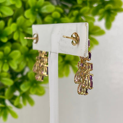 Vintage 14K Yellow Gold Amethyst Chandelier Earrings