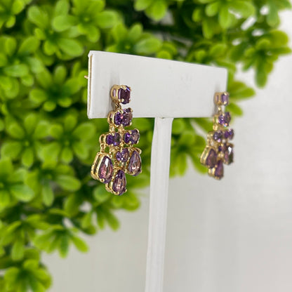 Vintage 14K Yellow Gold Amethyst Chandelier Earrings