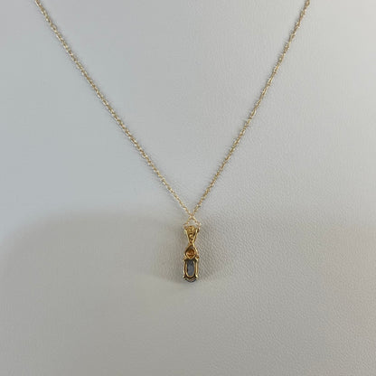 Vintage 10K Yellow Gold Blue Topaz & Diamond Pendant