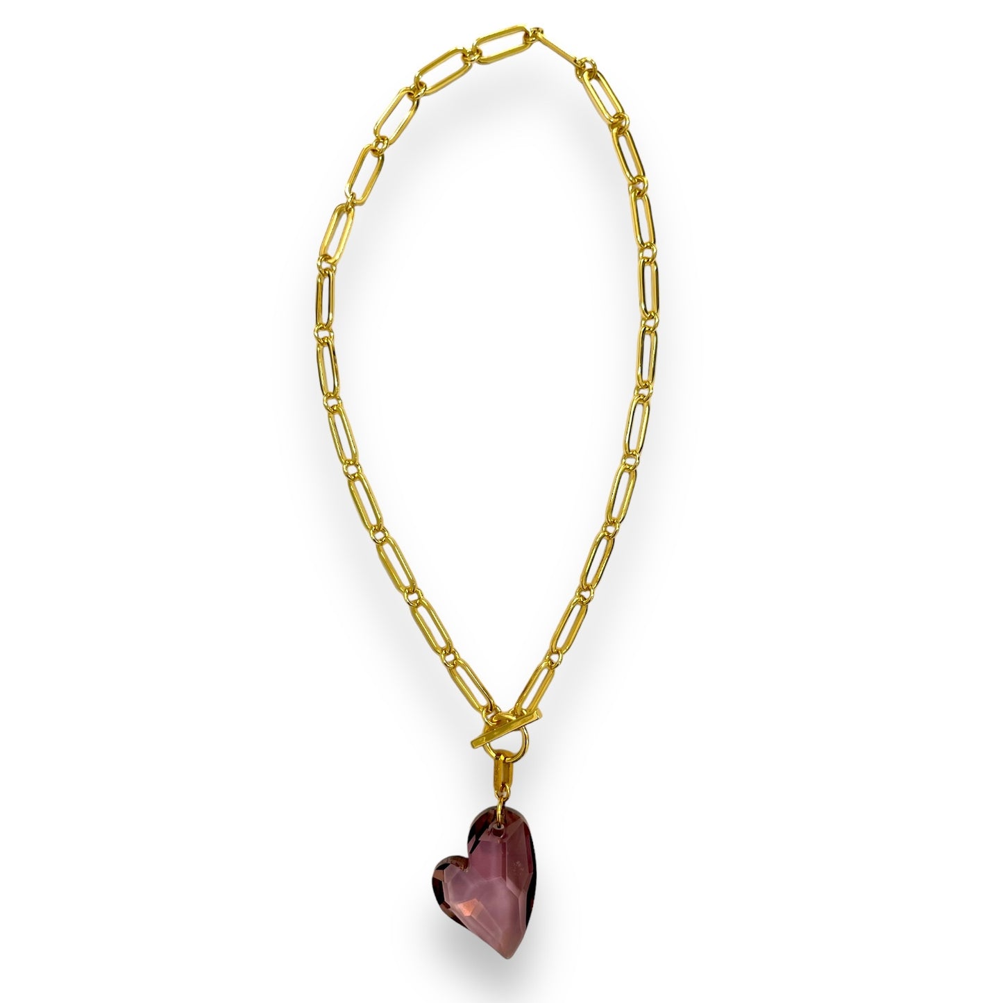 Ari Mega Cupid Crystal Heart Toggle Necklace