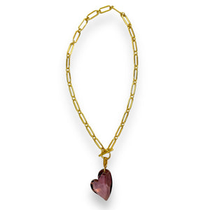 Ari Mega Cupid Crystal Heart Toggle Necklace