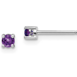 Sterling Silver Round Amethyst Stud Earrings