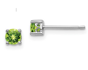 Sterling Silver Round Peridot Stud Earrings