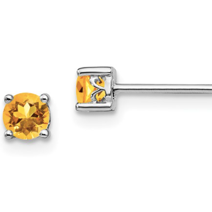 Sterling Silver Round Citrine Stud Earrings