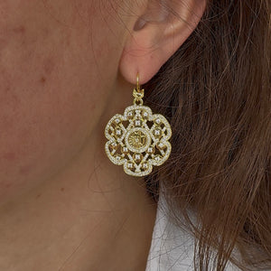 Trellis Daisy Medallion Leverback Earrings