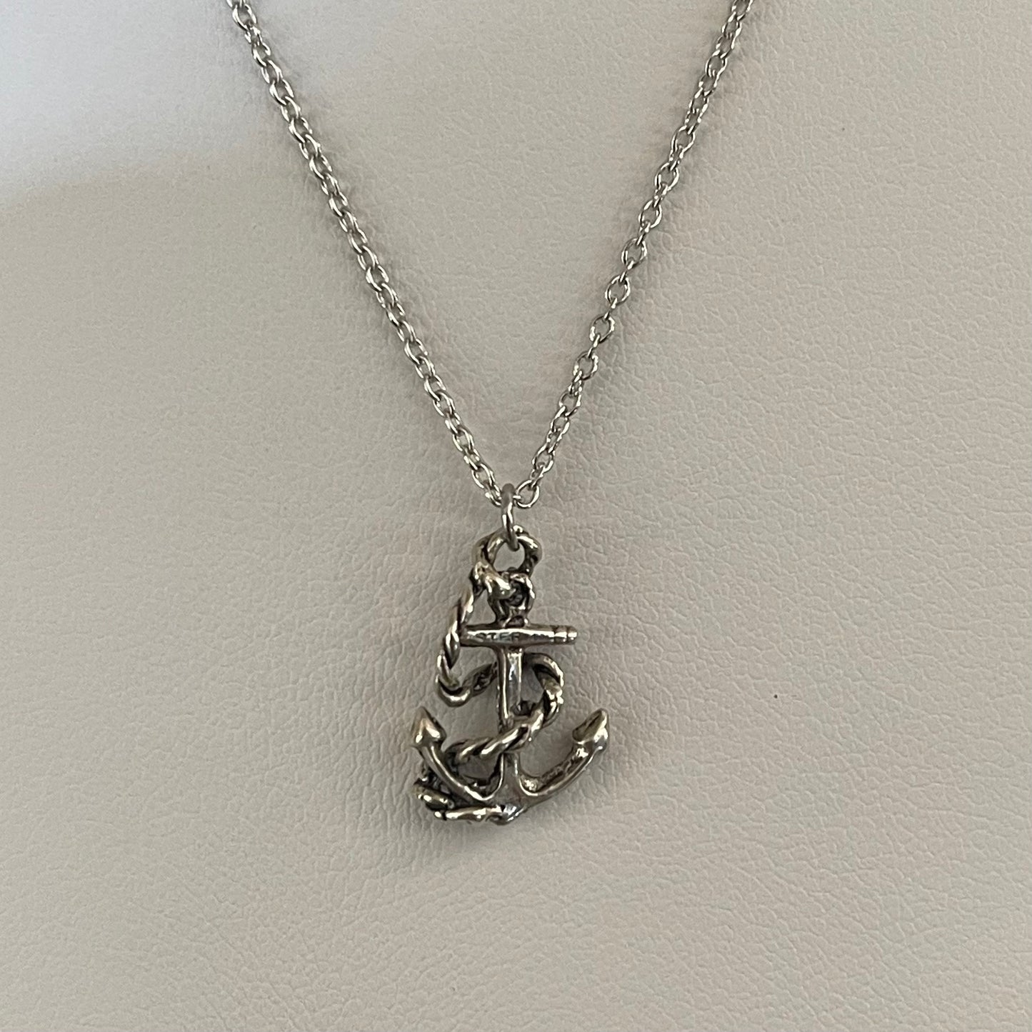 Vintage Sterling Silver Anchor Necklace