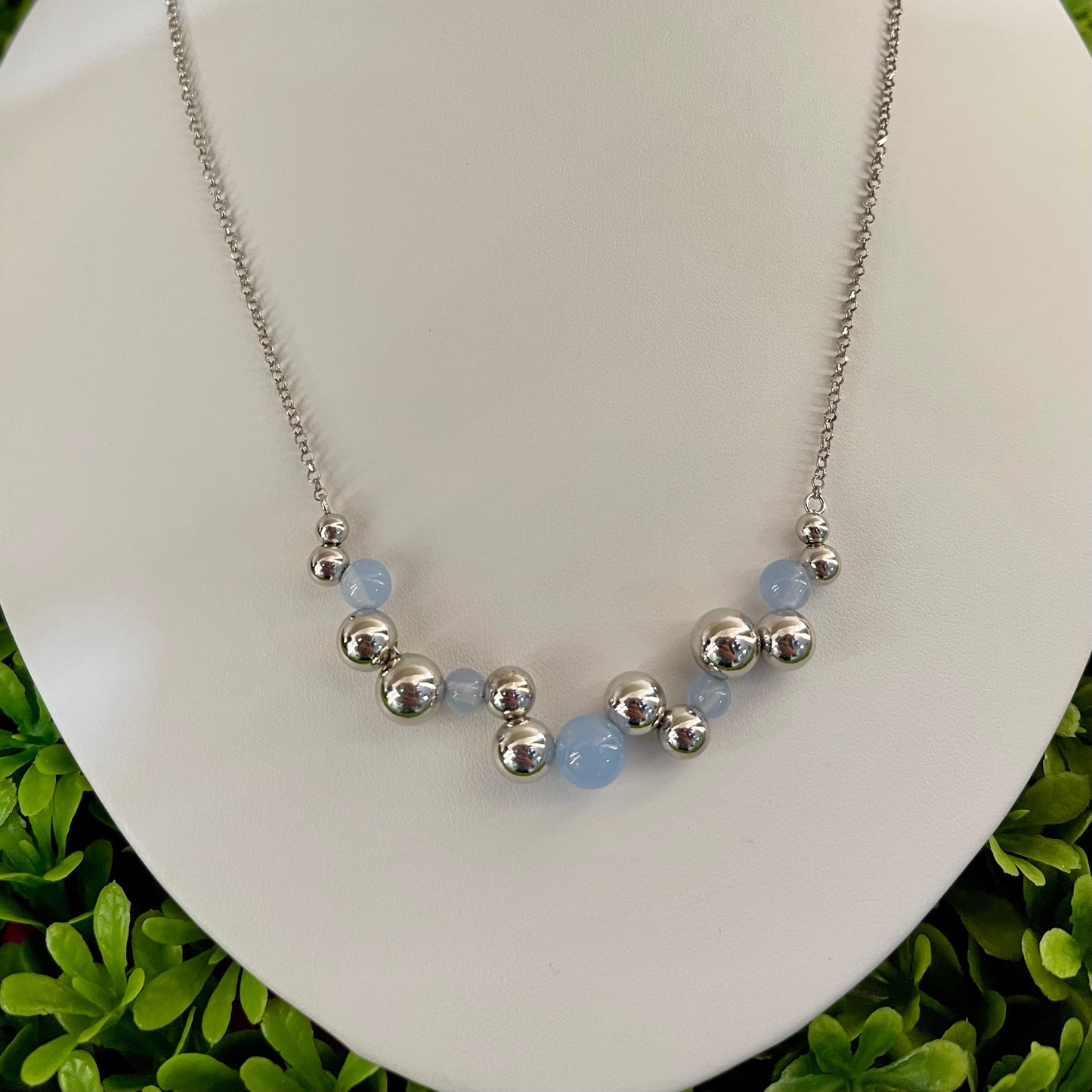 Sterling Silver Crystal & Bubbles Necklace