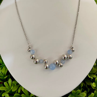 Sterling Silver Crystal & Bubbles Necklace