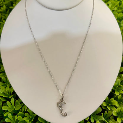 Vintage Sterling Silver Seahorse Necklace