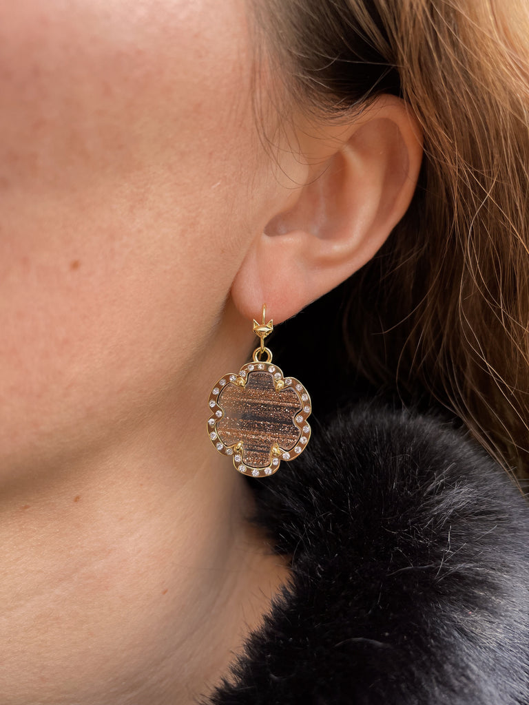 acrylic flower earrings crystal lotus