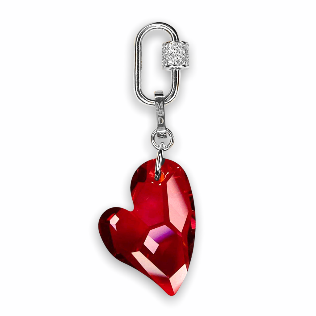 Medium Collectable Cupid Crystal Hearts with Sterling Silver Crystalled U-Hook Clasp - Minkaa Daisy