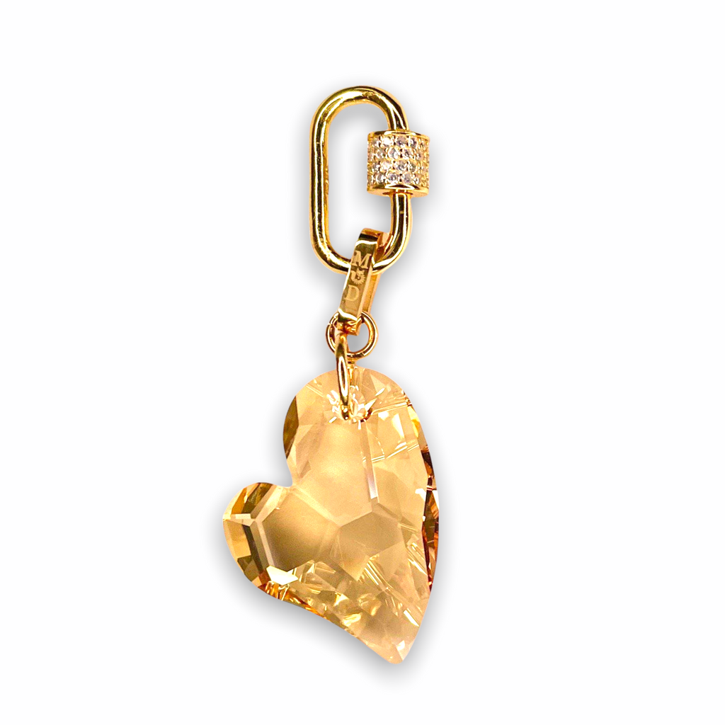 Medium Collectable Cupid Crystal Hearts with Sterling Silver Crystalled U-Hook Clasp - Minkaa Daisy