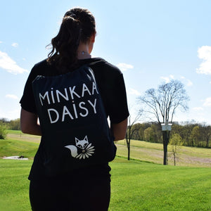 Black Fleece Sweatshirt Drawstring Bag - Minkaa Daisy