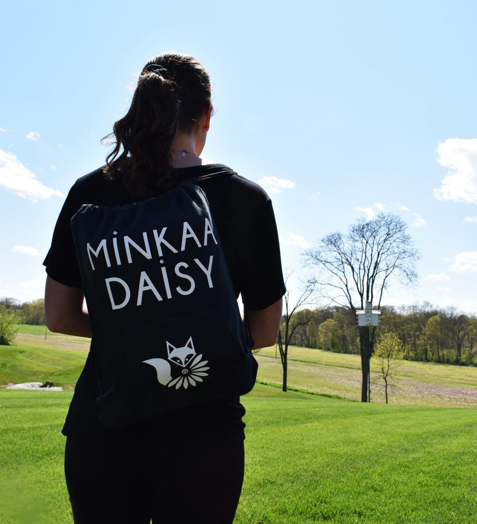 Black Fleece Sweatshirt Drawstring Bag - Minkaa Daisy