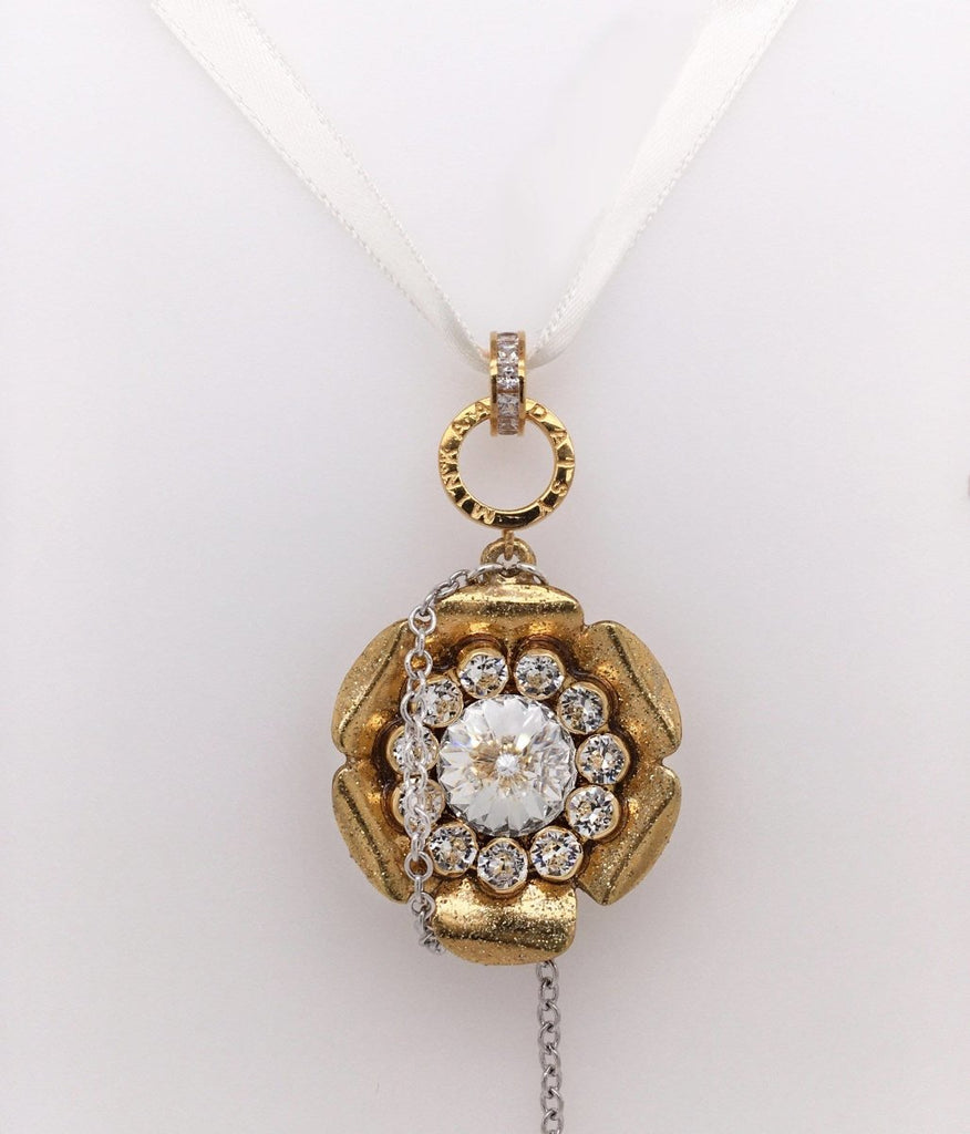 Ivory White Vintage Gold Daisy Necklace - Minkaa Daisy
