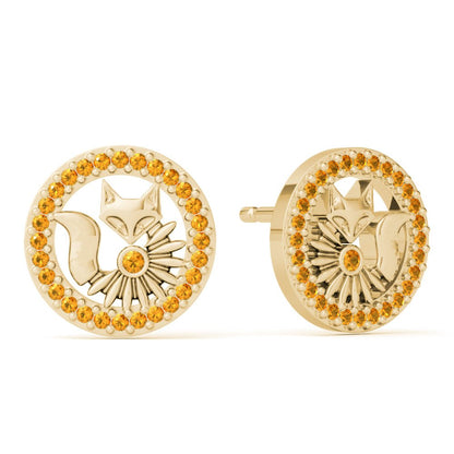 Lucky Orbiting Crystal Fox Studs - Minkaa Daisy