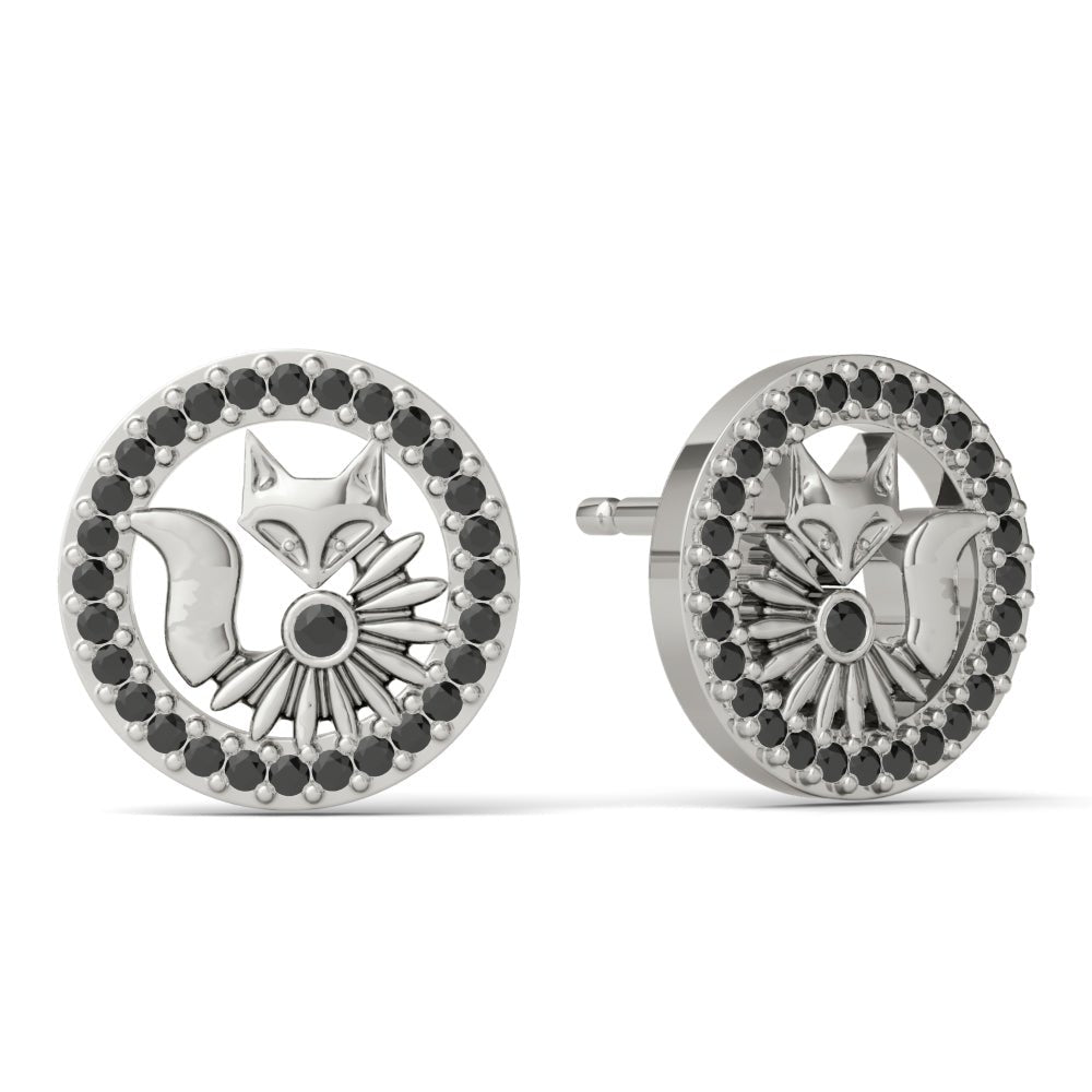 Lucky Orbiting Crystal Fox Studs - Minkaa Daisy