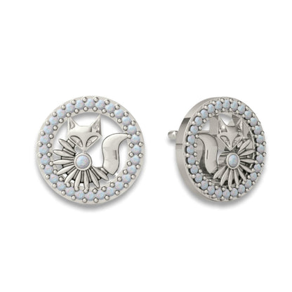 Lucky Orbiting Crystal Fox Studs - Minkaa Daisy