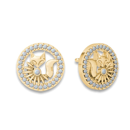 Lucky Orbiting Crystal Fox Studs - Minkaa Daisy