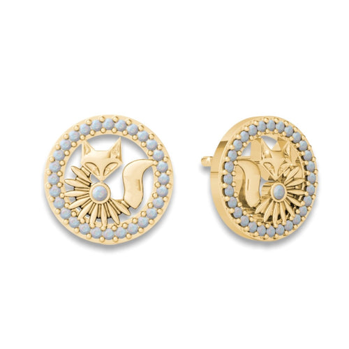 Lucky Orbiting Crystal Fox Studs - Minkaa Daisy