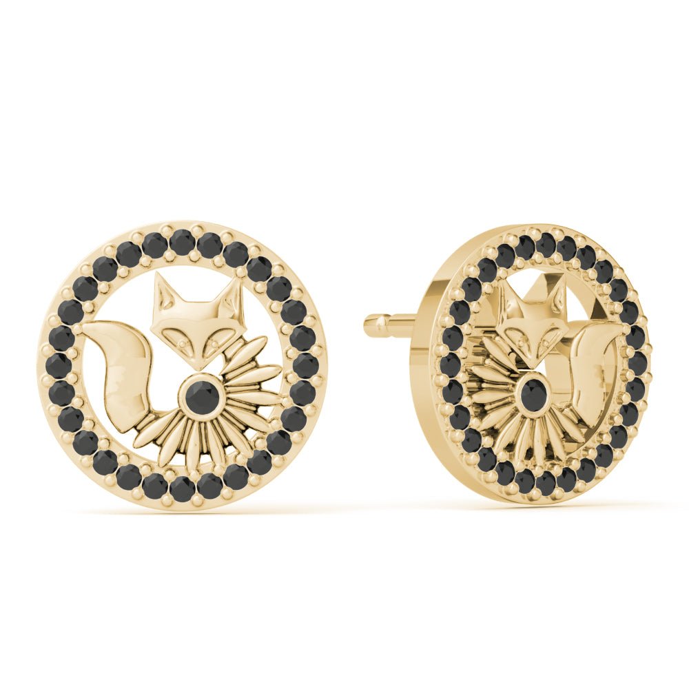 Lucky Orbiting Crystal Fox Studs - Minkaa Daisy