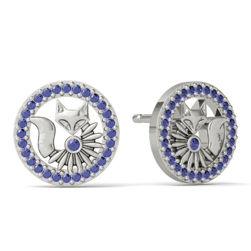 Lucky Orbiting Crystal Fox Studs - Minkaa Daisy