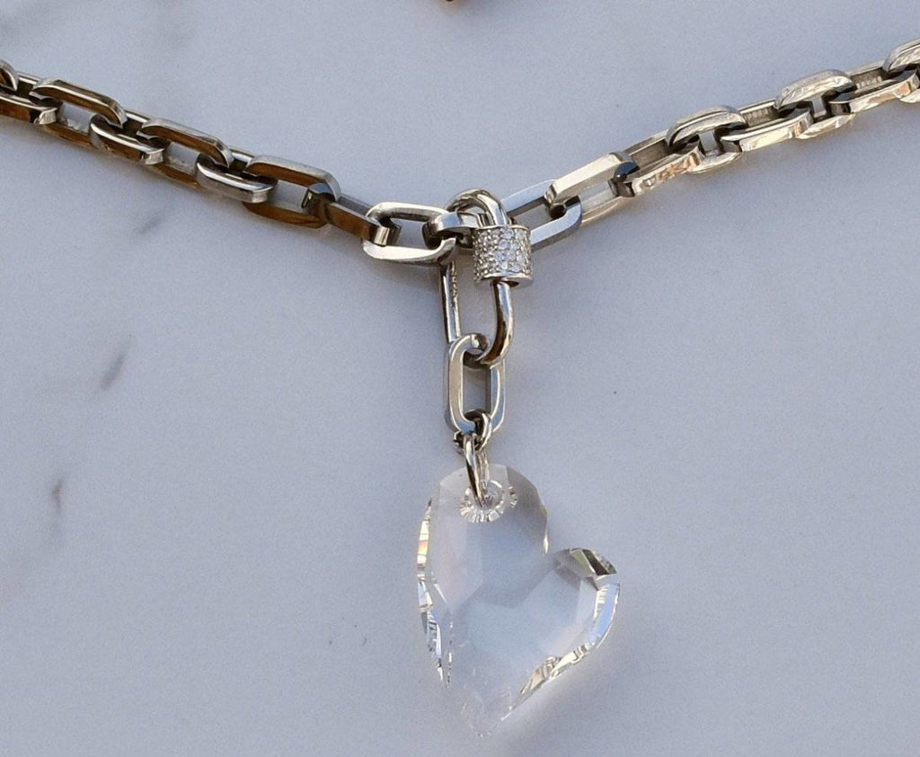 Medium Collectable Cupid Crystal Hearts with Sterling Silver Crystalled U-Hook Clasp - Minkaa Daisy