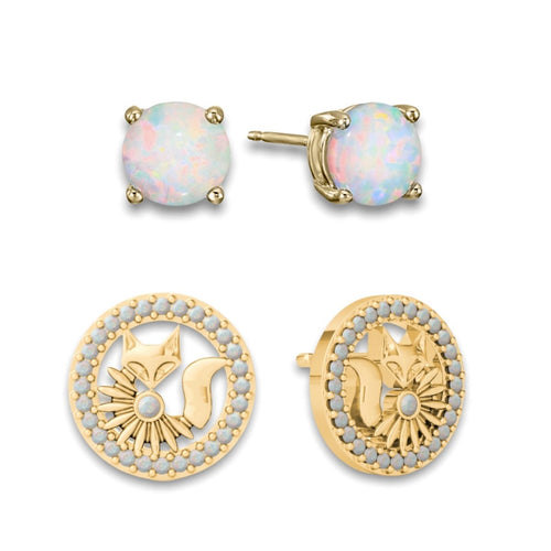 Opal Orbiting Crystal Fox Bundle Earrings - Minkaa Daisy