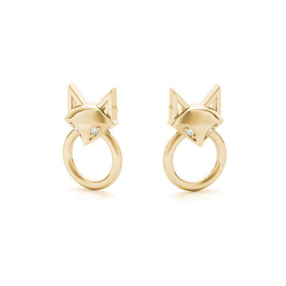 Sterling Silver Crystal Eyes Fox Hoop Earrings - Minkaa Daisy