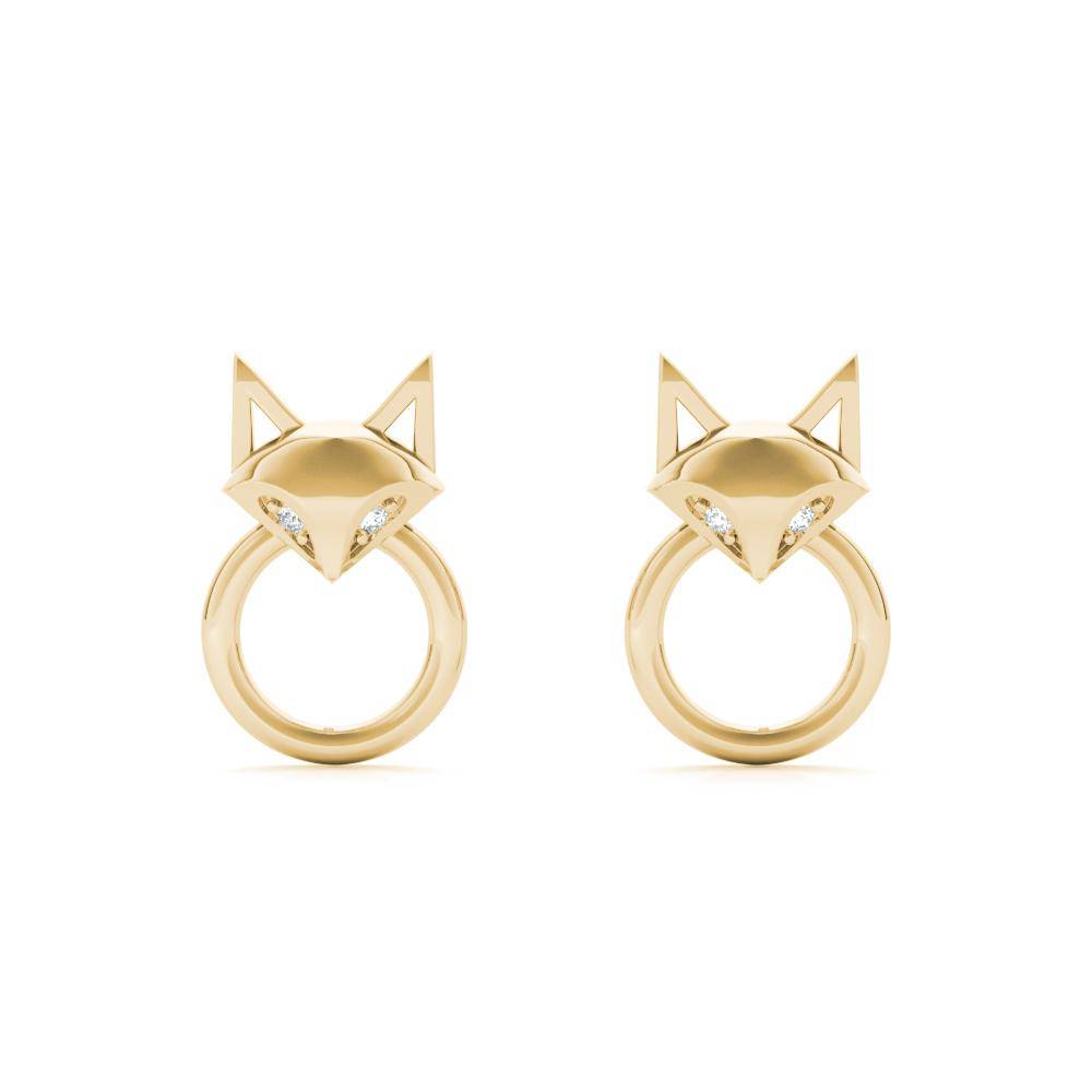 Sterling Silver Crystal Eyes Fox Hoop Earrings - Minkaa Daisy