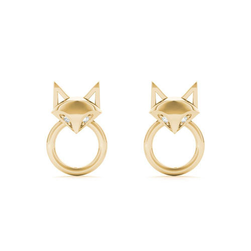 Sterling Silver Crystal Eyes Fox Hoop Earrings - Minkaa Daisy