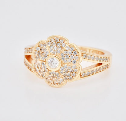 Sterling Silver Crystal Paris Pave Daisy Ring - Minkaa Daisy