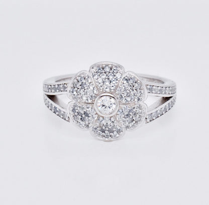 Sterling Silver Crystal Paris Pave Daisy Ring - Minkaa Daisy