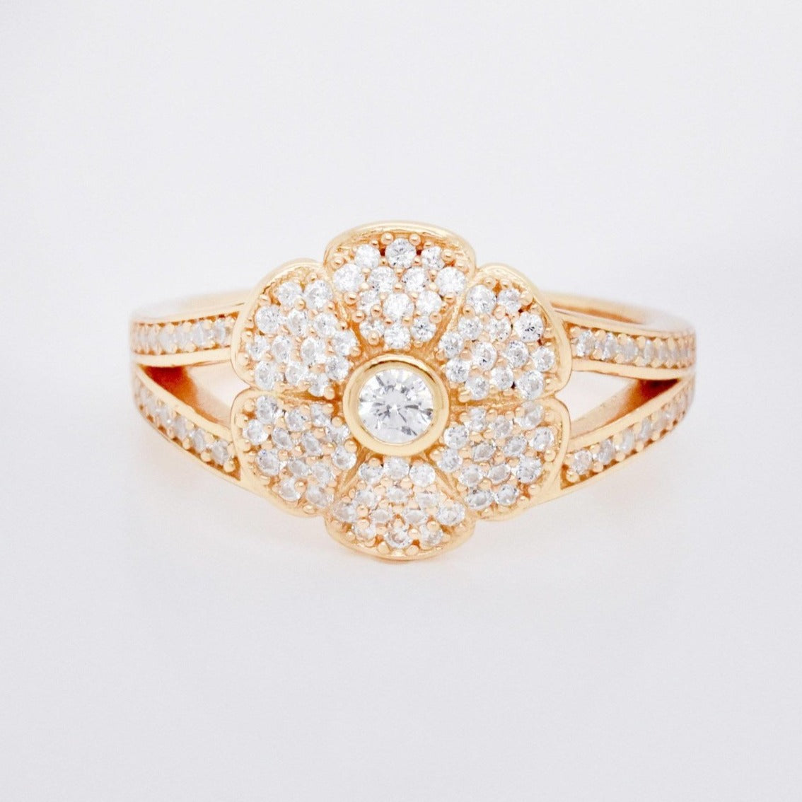 Sterling Silver Crystal Paris Pave Daisy Ring - Minkaa Daisy