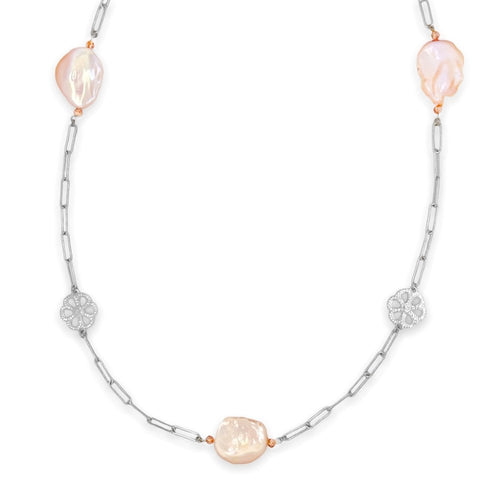 Sterling Silver Kashy Pearl Sunset Necklace - Minkaa Daisy