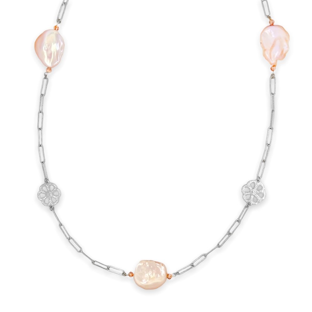 Sterling Silver Kashy Pearl Sunset Necklace - Minkaa Daisy