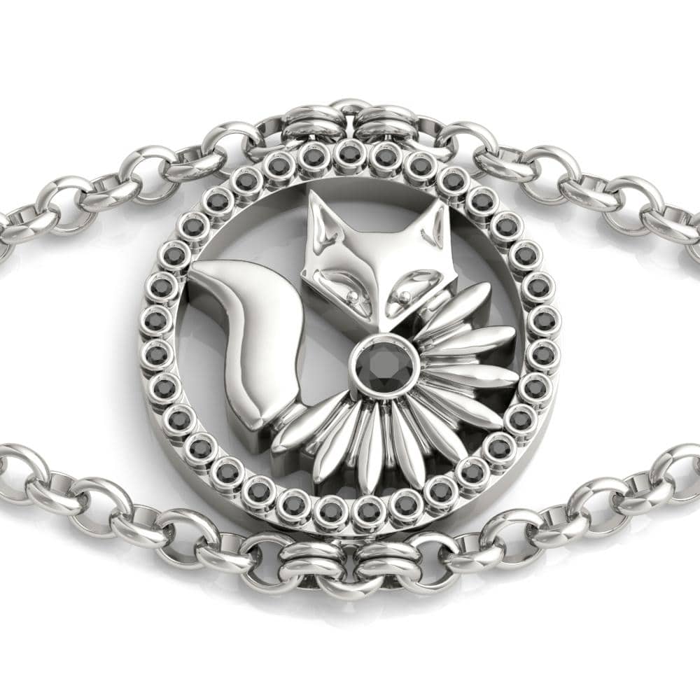 LIMITED EDITION Sterling Silver Fox Medallion Statement Bracelet - Minkaa Daisy
