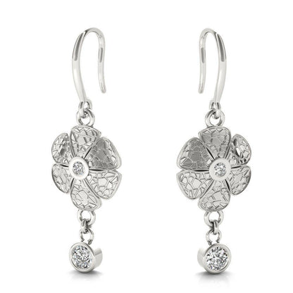 Sterling Silver Micro Crackle Daisy Earring - Minkaa Daisy