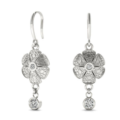 Sterling Silver Micro Crackle Daisy Earring - Minkaa Daisy