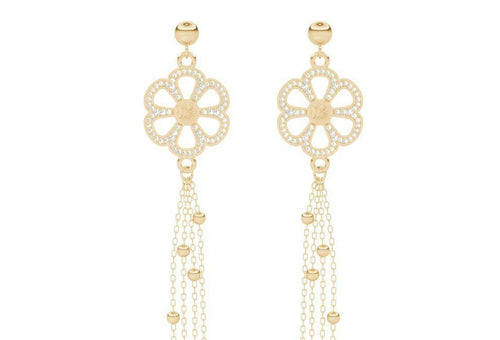 Sterling Silver Micro Ferris Wheel Chain Reaction Earring - Minkaa Daisy