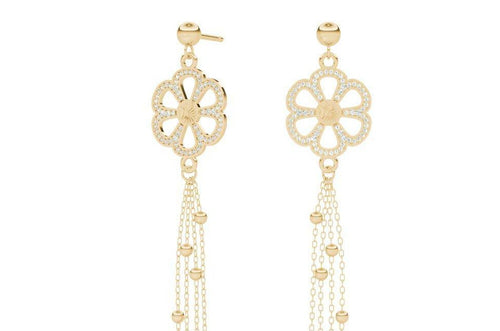 Sterling Silver Micro Ferris Wheel Chain Reaction Earring - Minkaa Daisy